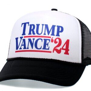Trump Vance 2024 Hat Take America Back Cap Adult Truckers Snapback Black/White